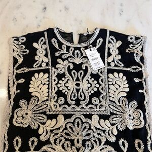 Zara Black and Cream Crochet Top
